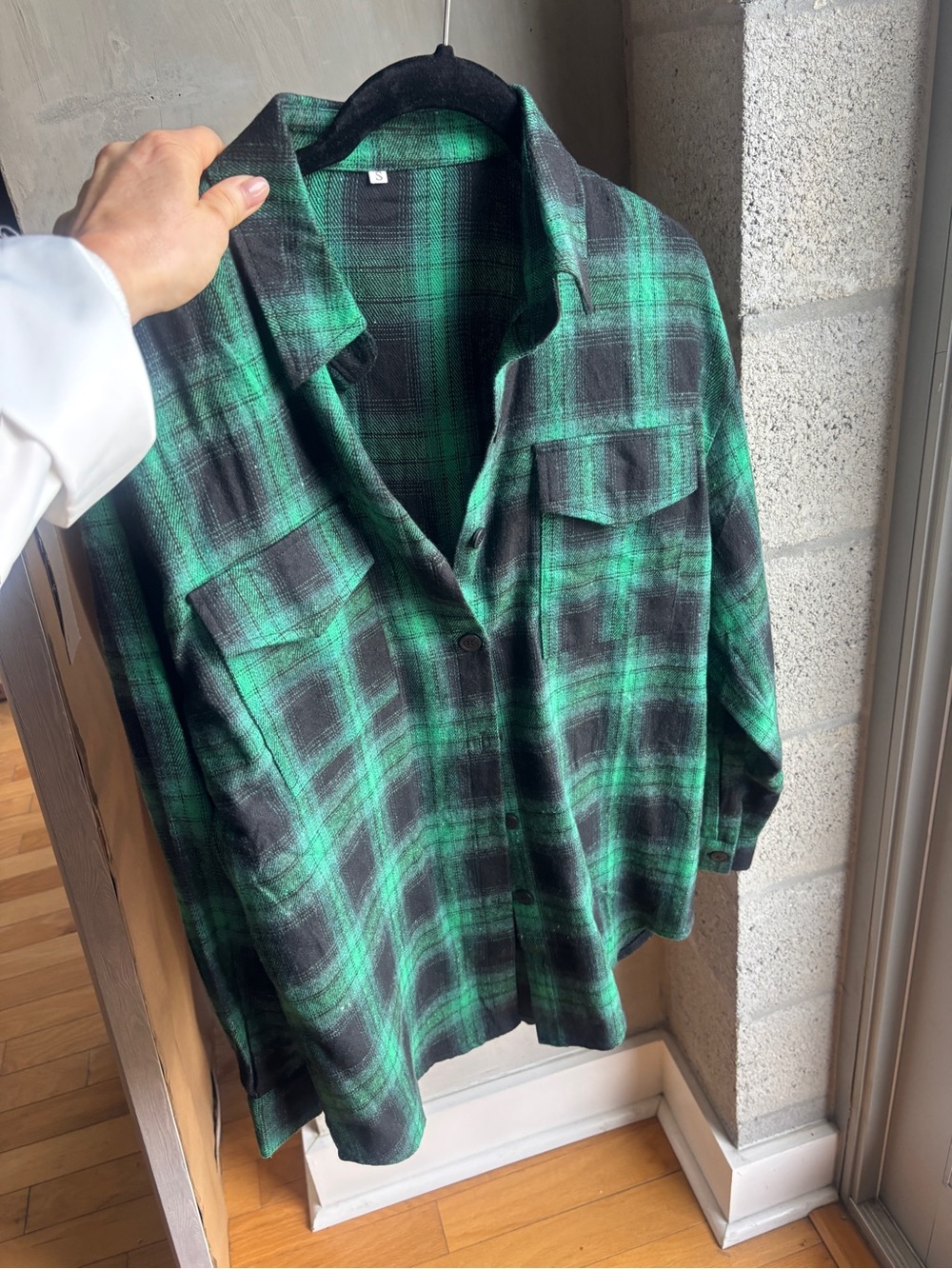 Oversized Green Plaid Button-Down Shirt